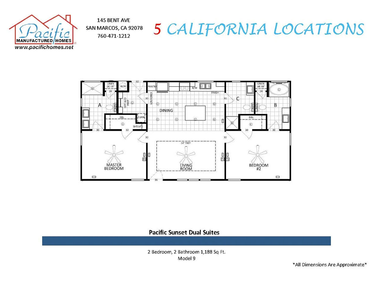 Pacific Sunset 2BD & 3BA 1,188 SQFT