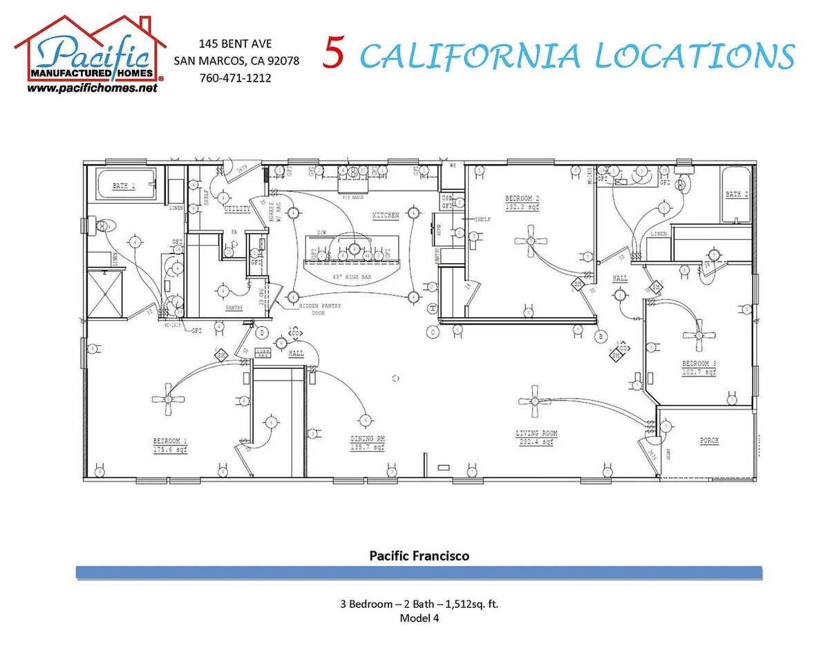 Pacific Francisco 3BD & 2BA 1,512 SQFT