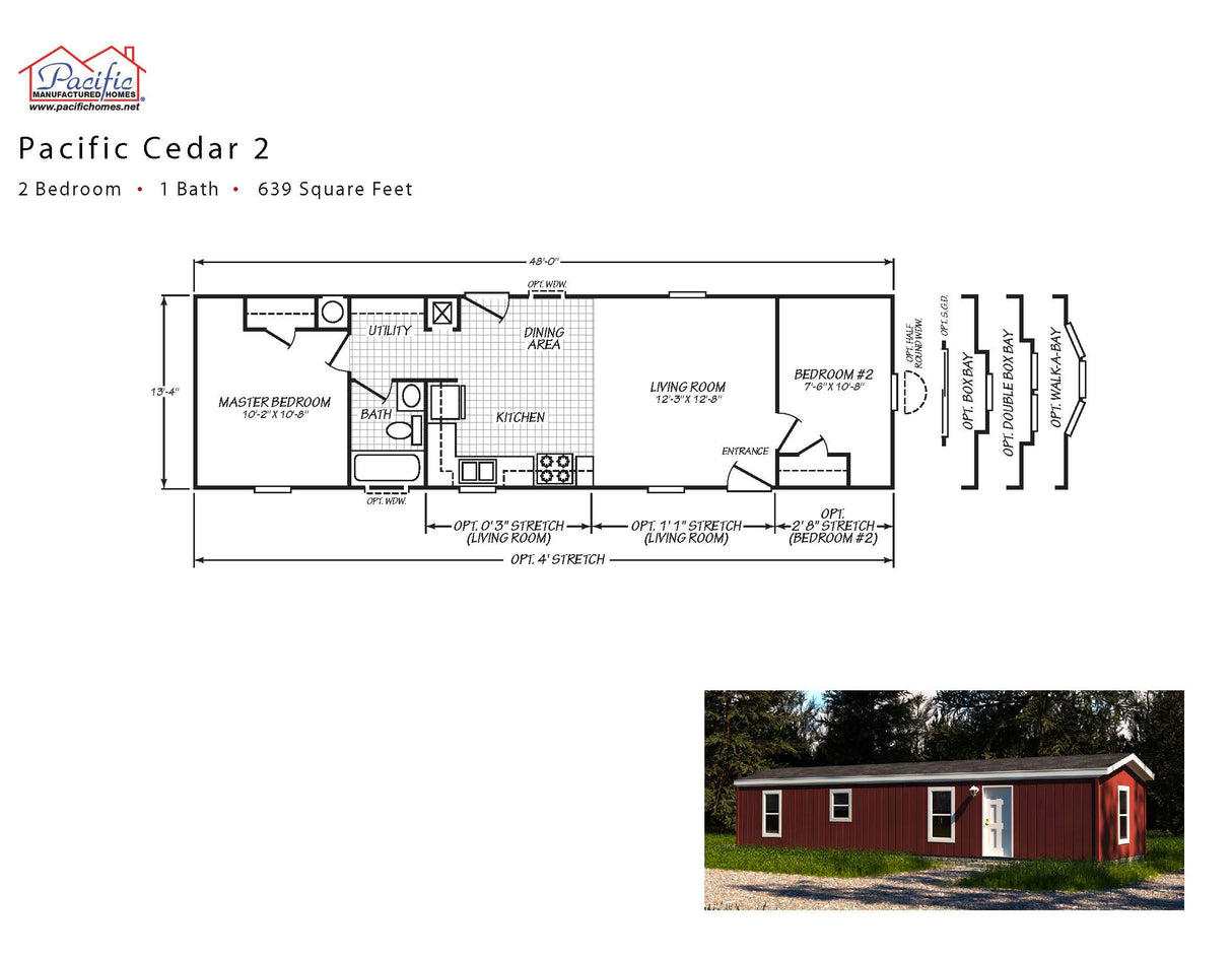PACIFIC CEDAR 2 - 2BD X 1BA 639 SQFT