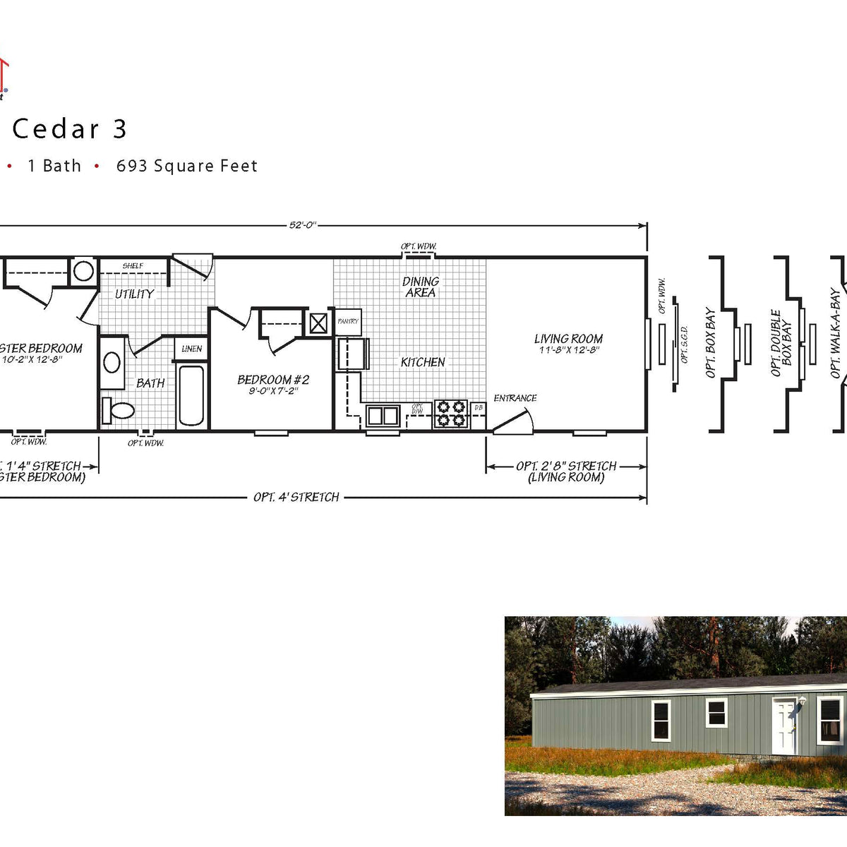 PACIFIC CEDAR 3 2BD X 1BA 639 SQFT Pacific Homes