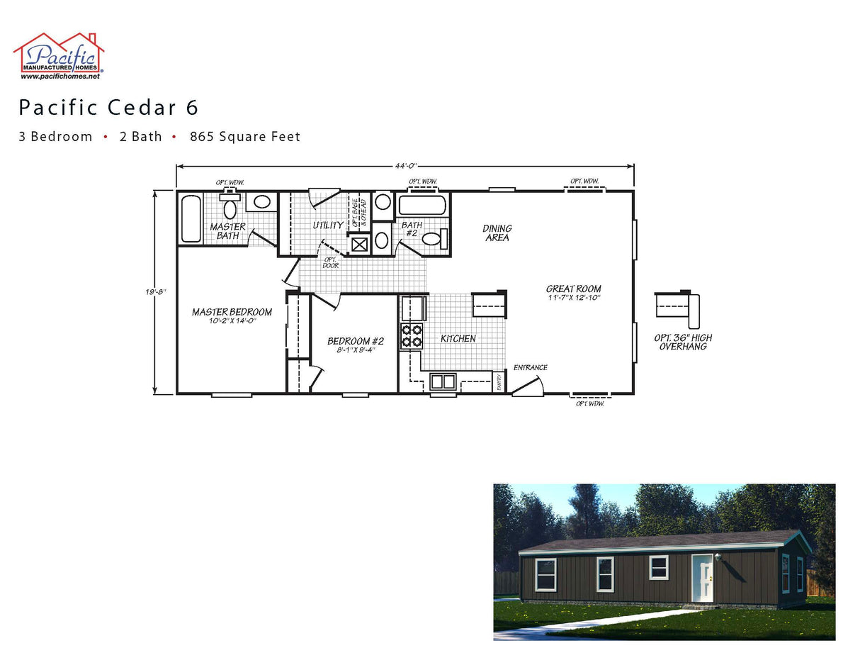 PACIFIC CEDAR 6 - 2BD X 2BA 865 SQFT