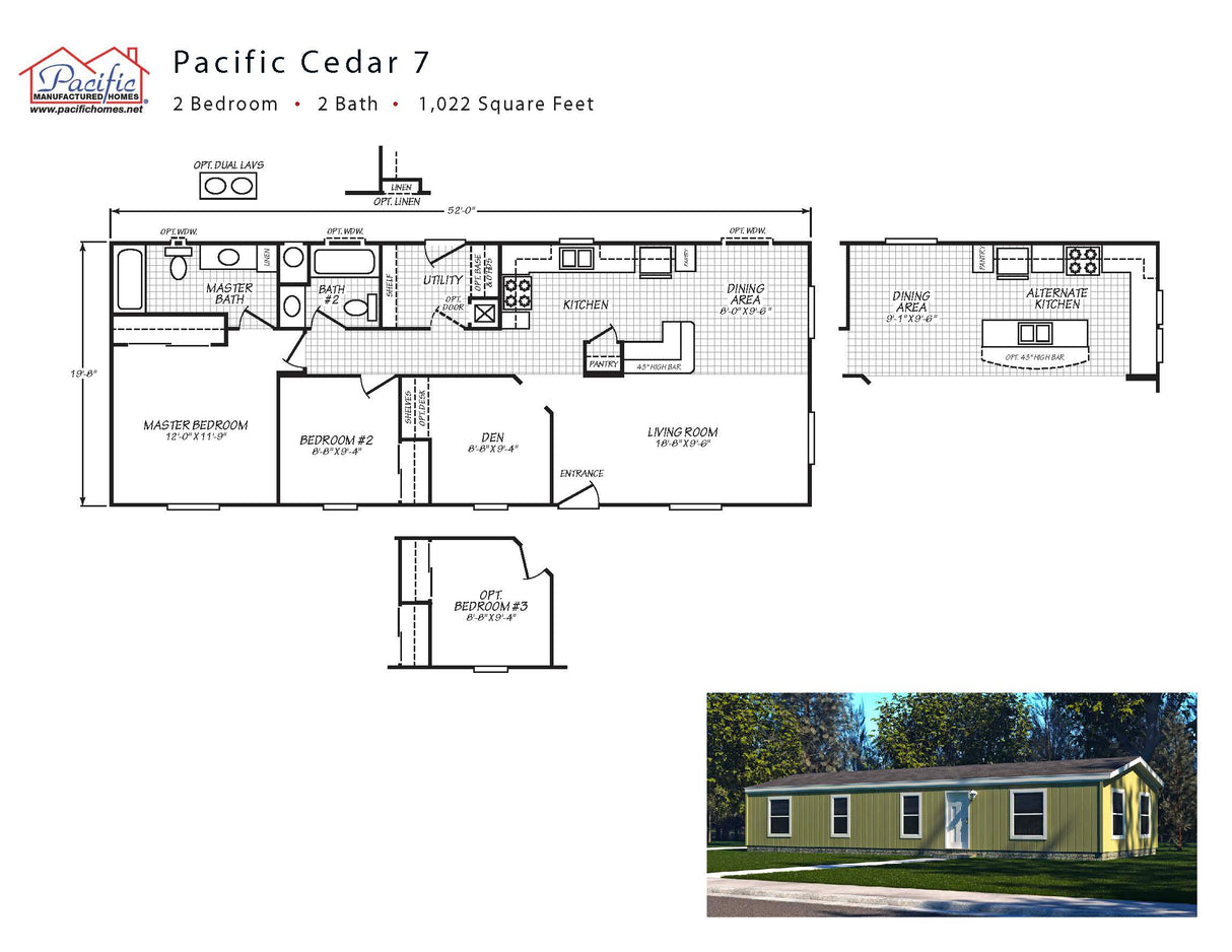 PACIFIC CEDAR 7- 2BD X 2BA 1,022 SQFT