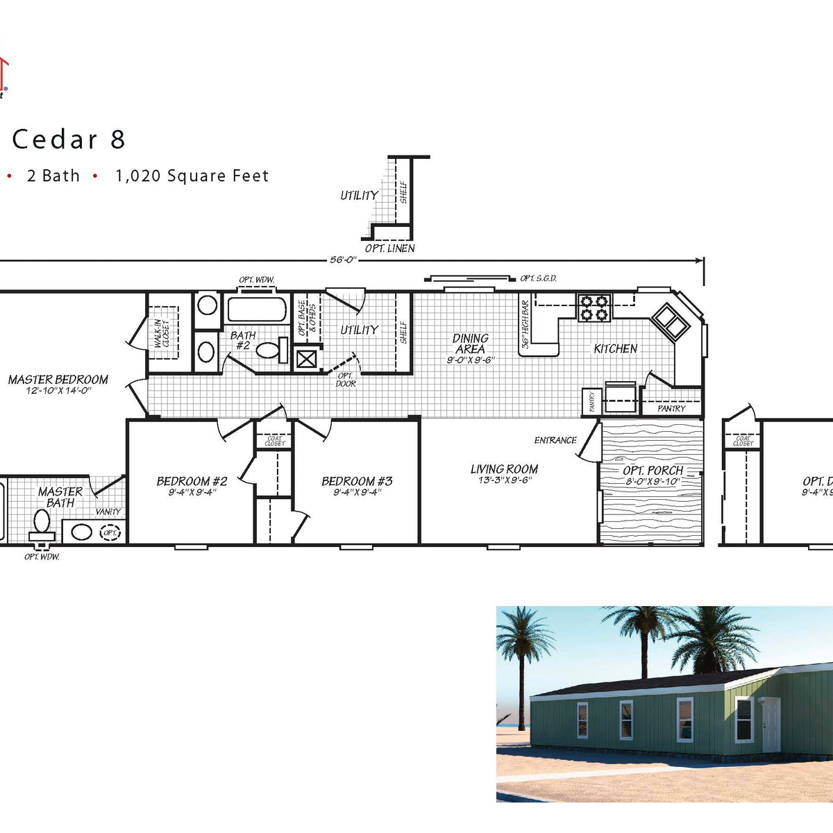 PACIFIC CEDAR 8 3BD X 2BA 1,021 SQFT Pacific Homes
