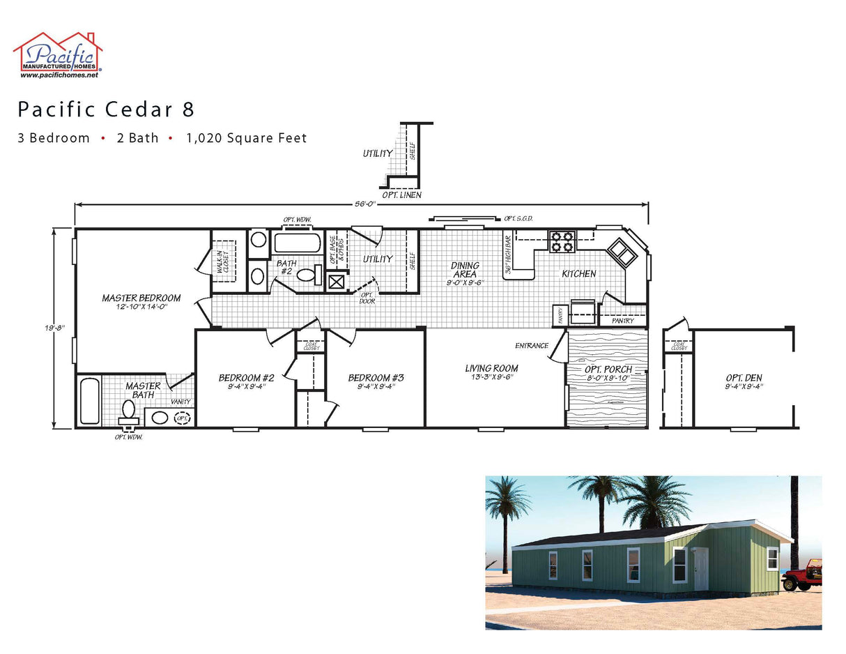 PACIFIC CEDAR 8- 3BD X 2BA 1,021 SQFT