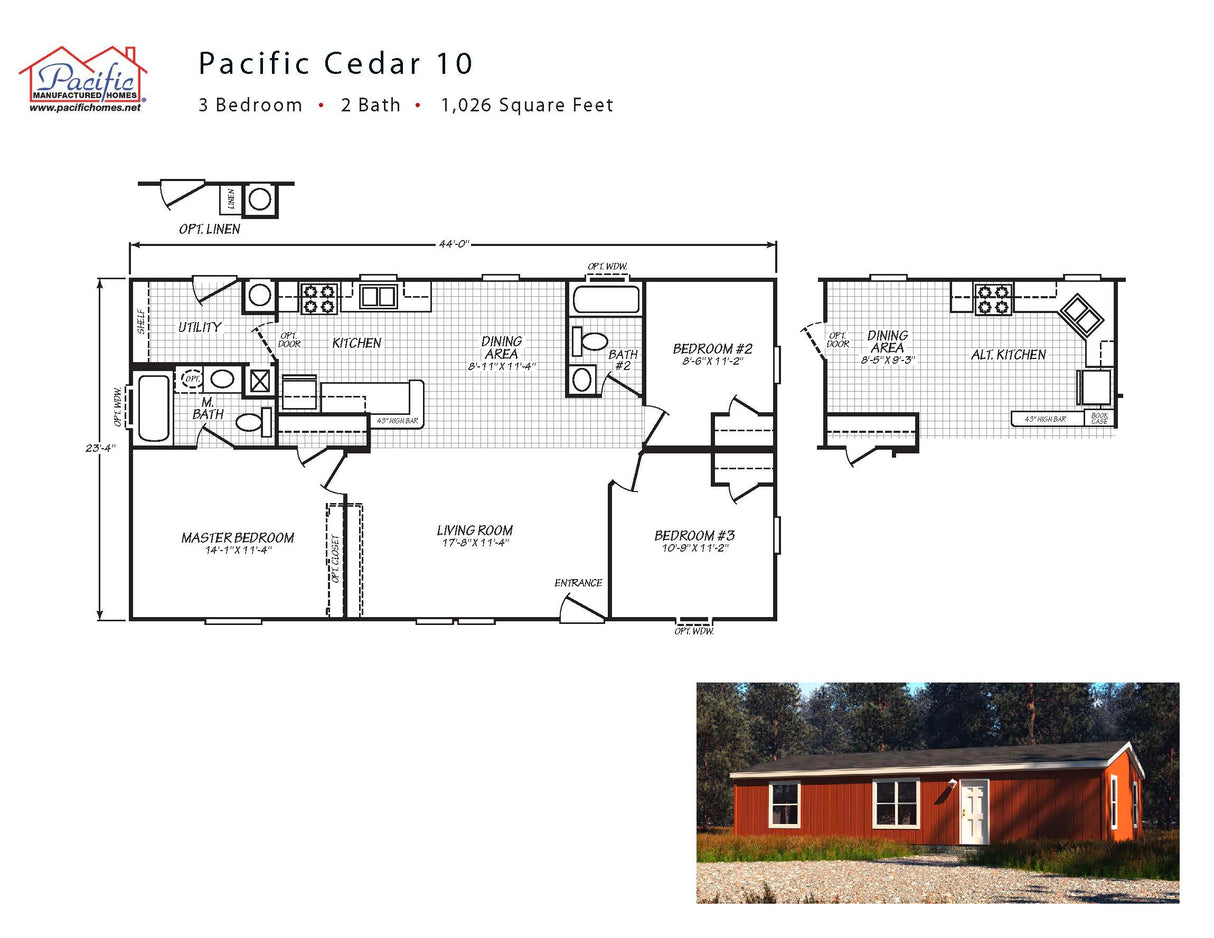 PACIFIC CEDAR 10- 3BD X 2BA 1,026 SQFT
