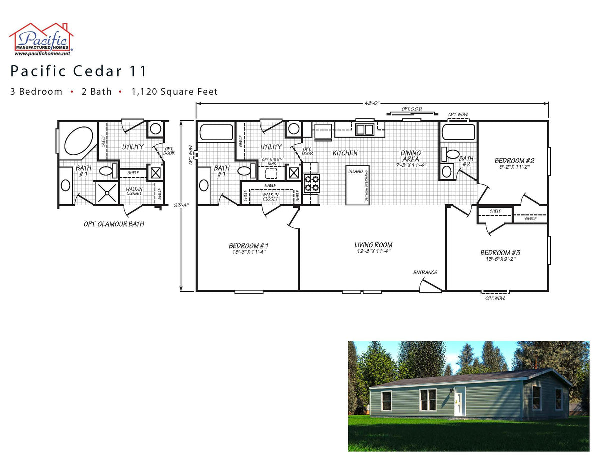PACIFIC CEDAR 11- 3BD X 2BA 1,120 SQFT