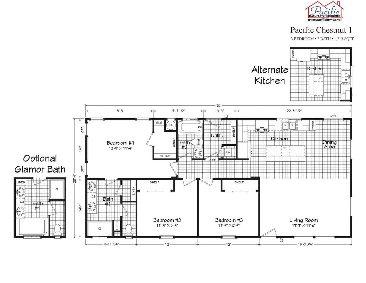 PACIFIC CHESTNUT 1 - 3BD X 2BA 1,213 SQFT