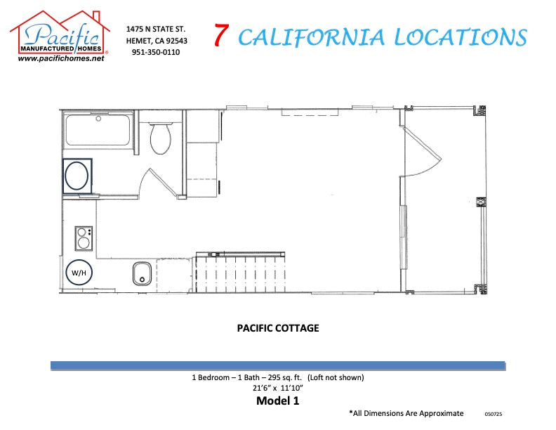 Pacific Cottage Model 1 HM1- 3BD & 2BA 295 SQFT