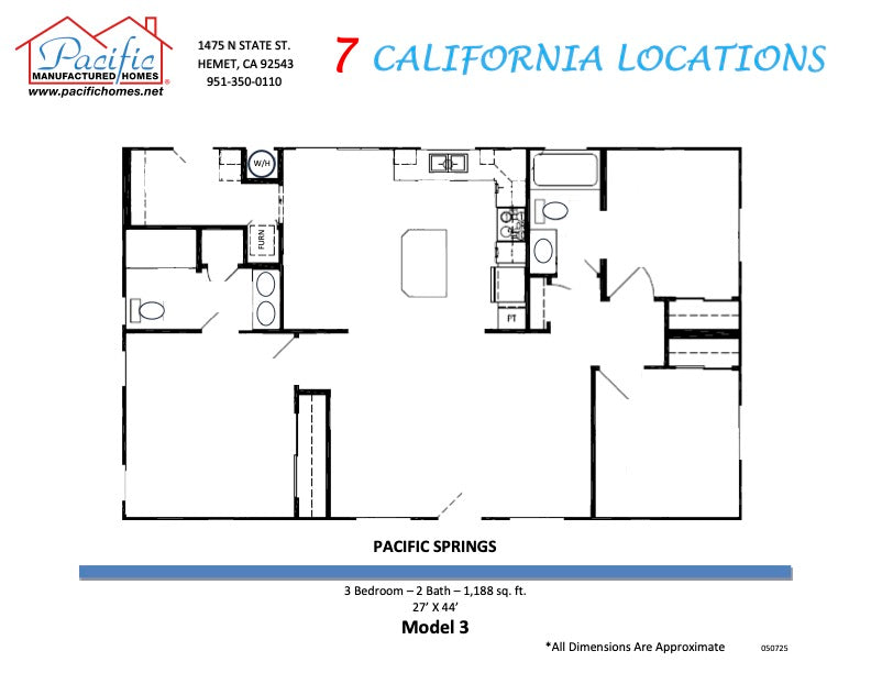 Pacific Springs Model 3 HM3- 3BD & 2BA 1,188 SQFT
