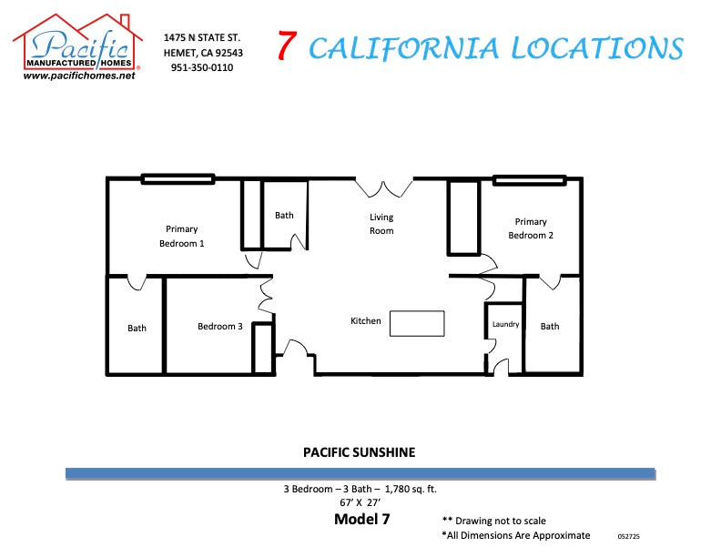 Pacific Sunshine Model 7 HM7- 3BD & 3BA 1,780 SQFT