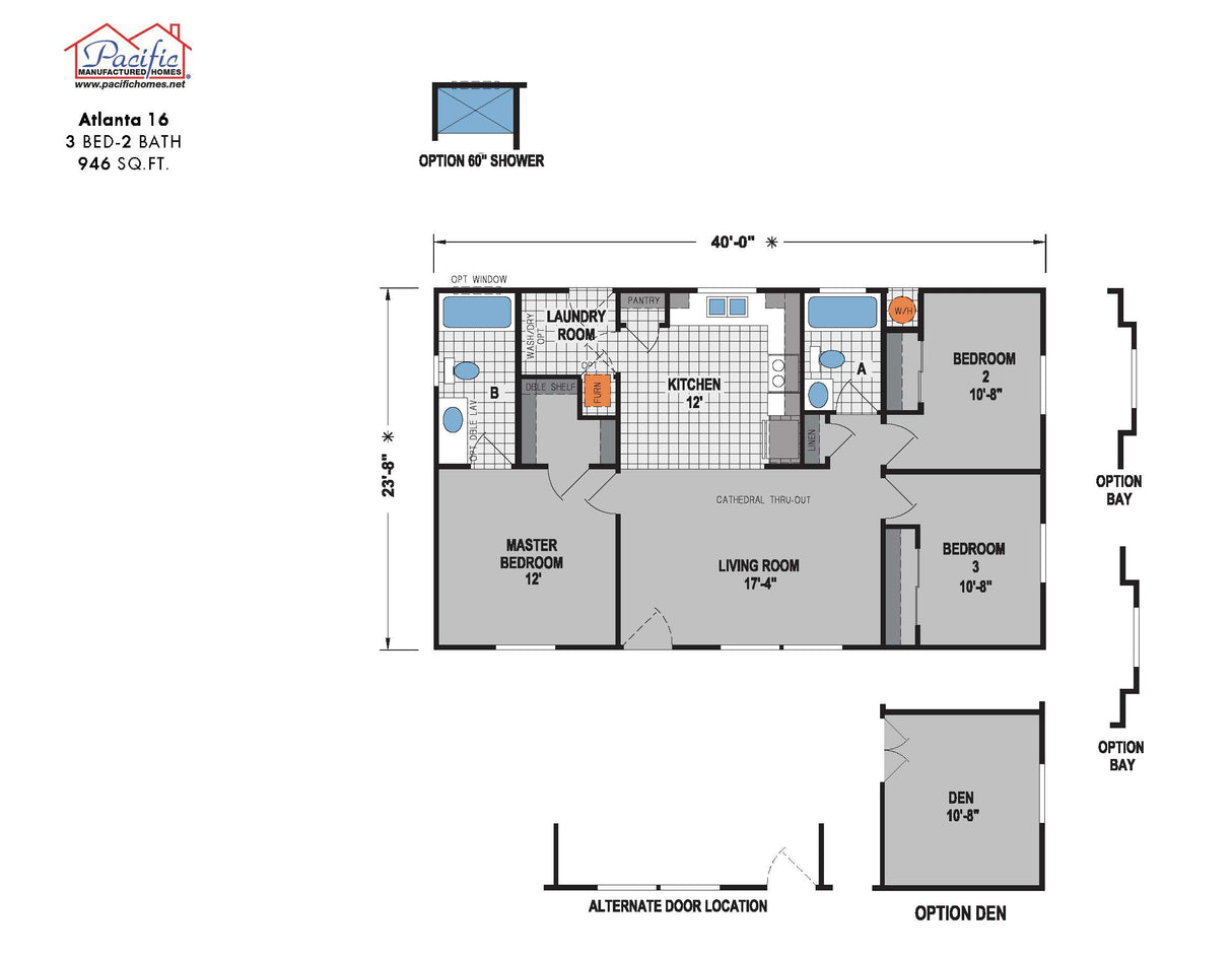 PACIFIC ATLANTA 17 - 3BD X 2BA 946 SQFT