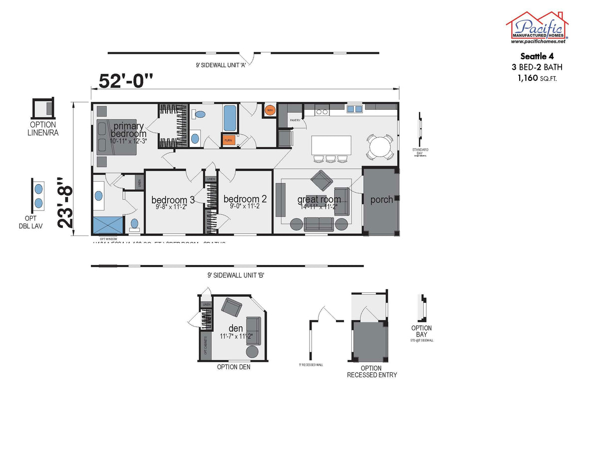 PACIFIC SEATTLE 4 - 3BD X 2BA 1,160 SQFT