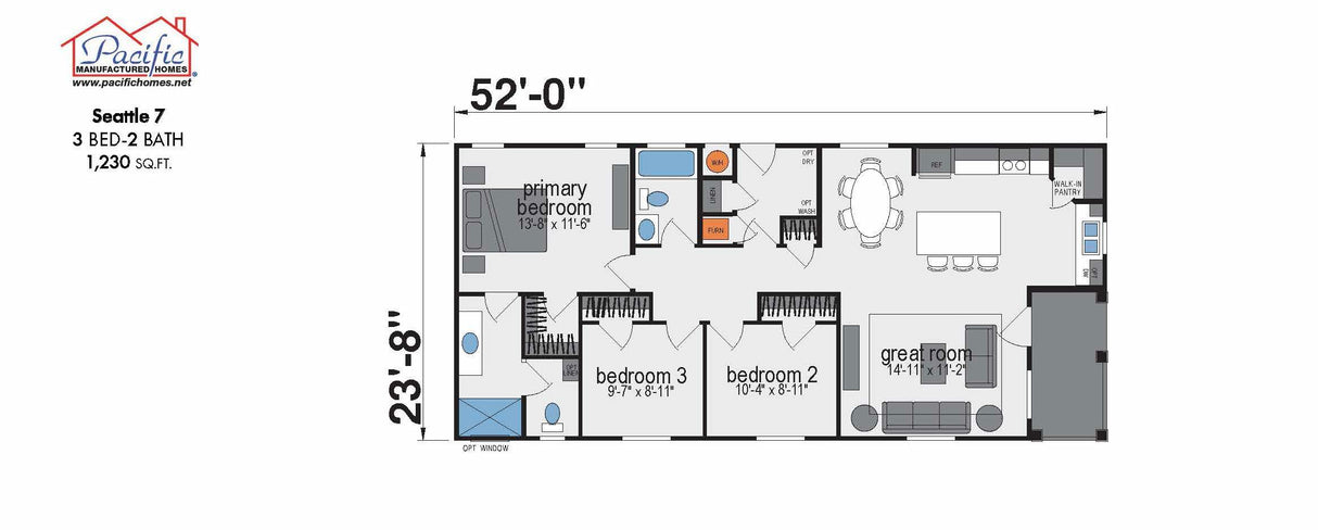 PACIFIC SEATTLE 7 - 3BD X 2BA 1,230 SQFT