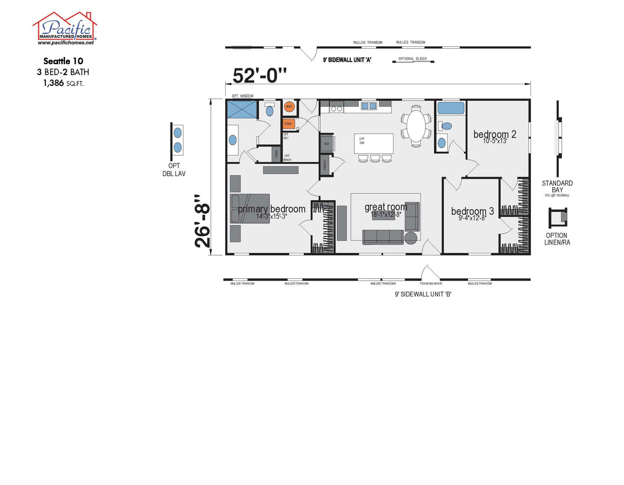 PACIFIC SEATTLE 10 - 3BD X 2BA 1,386 SQFT