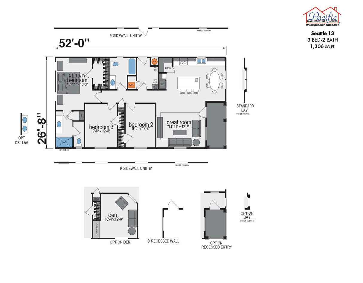 PACIFIC SEATTLE 13 - 3BD X 2BA 1,306 SQFT
