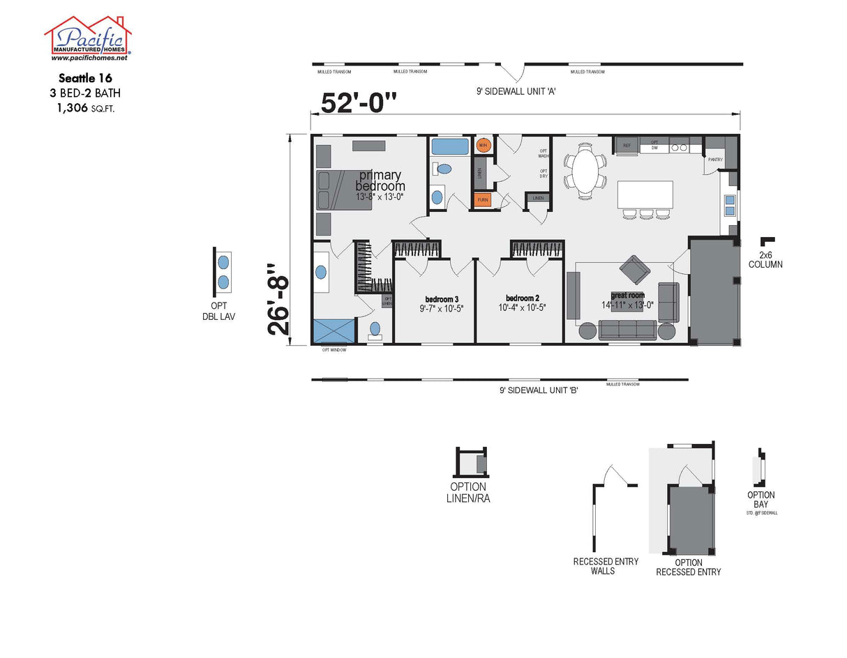 PACIFIC SEATTLE 16 - 3BD X 2BA 1,306 SQFT