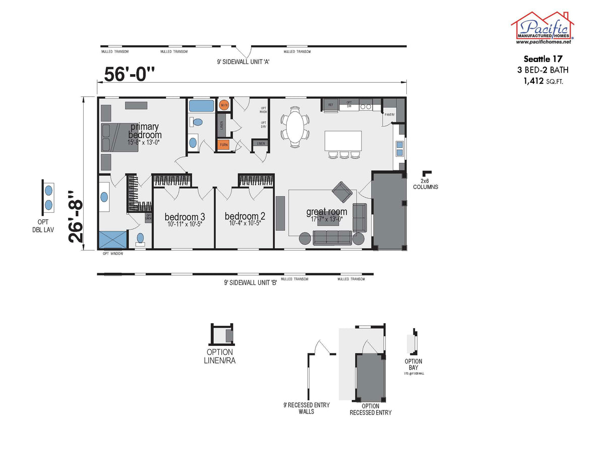 PACIFIC SEATTLE 17 - 3BD X 2BA 1,412 SQFT