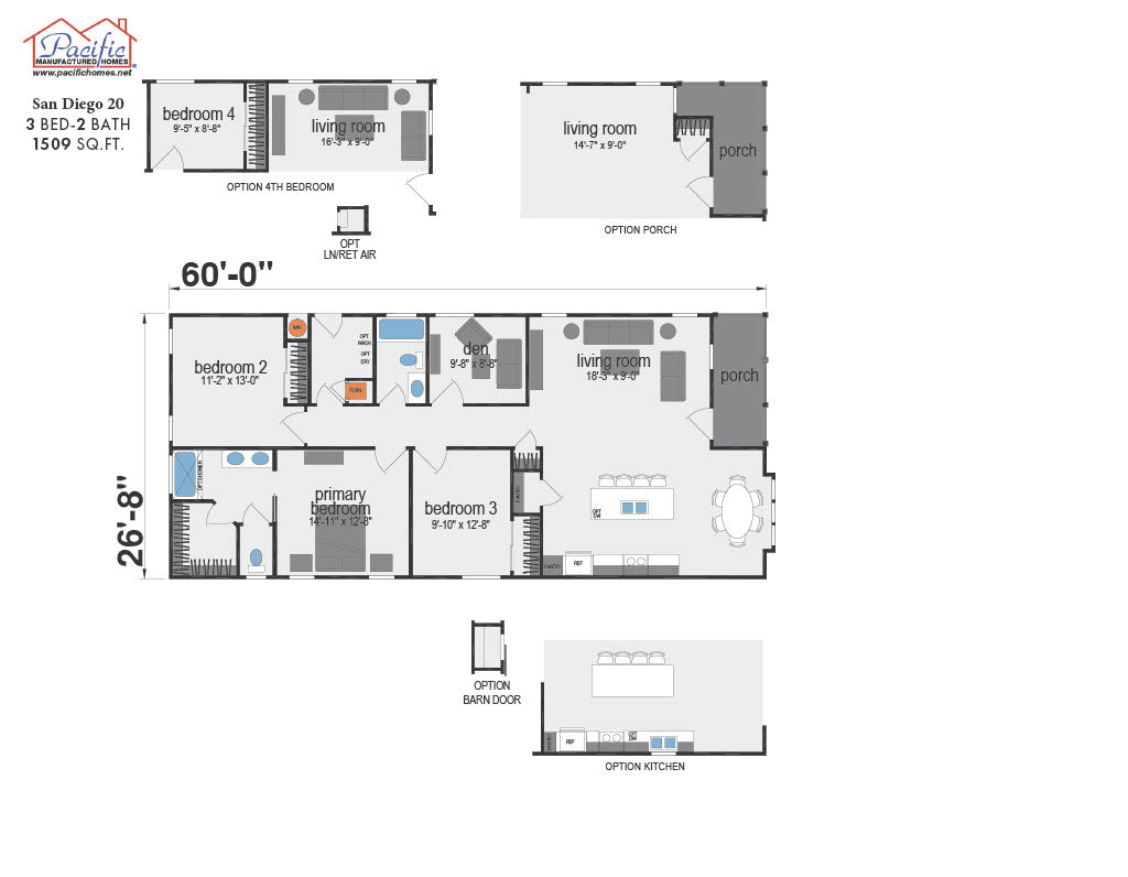 PACIFIC SAN DIEGO 20 - 3BD X 2BA 1,509 SQFT