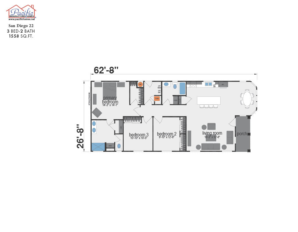 PACIFIC SAN DIEGO 22 - 3BD X 2BA 1,558 SQFT