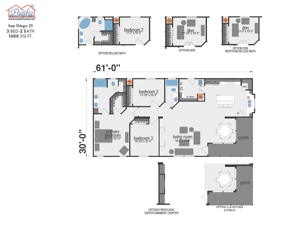 PACIFIC SAN DIEGO 25 - 3BD X 2BA 1,688 SQFT