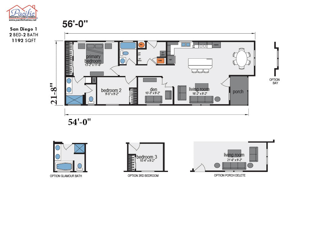 PACIFIC SAN DIEGO 1 - 2BD X 2BA 1,192 SQFT
