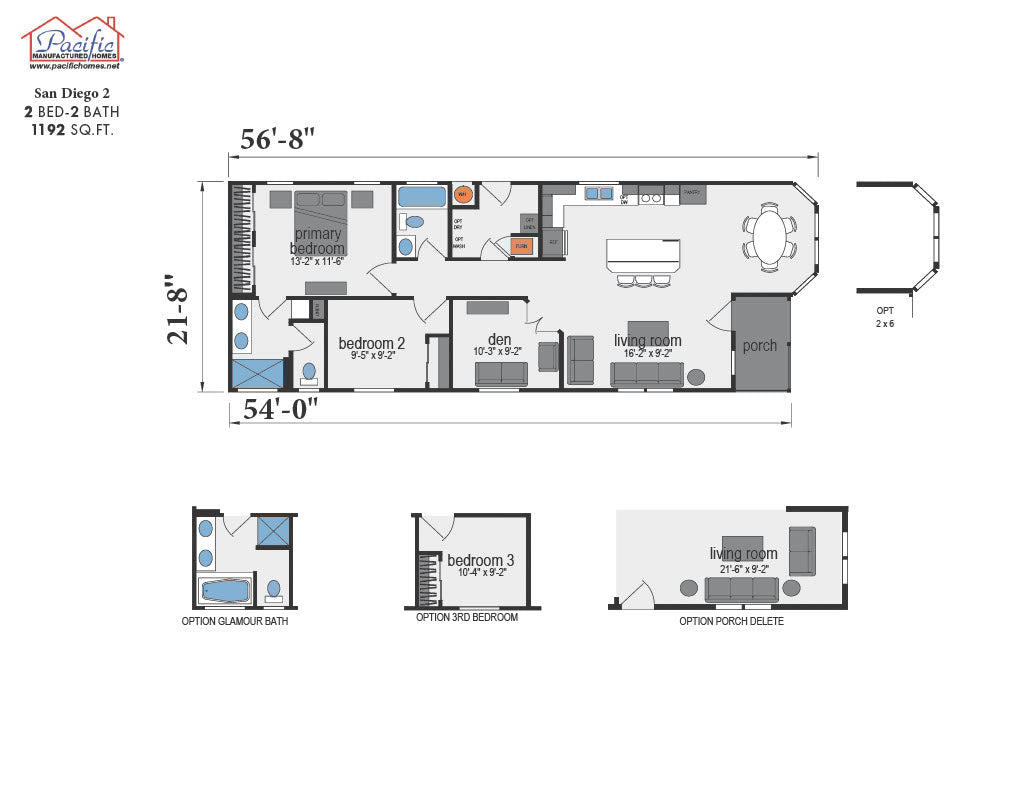 PACIFIC SAN DIEGO 2 - 2BD X 2BA 1,192 SQFT