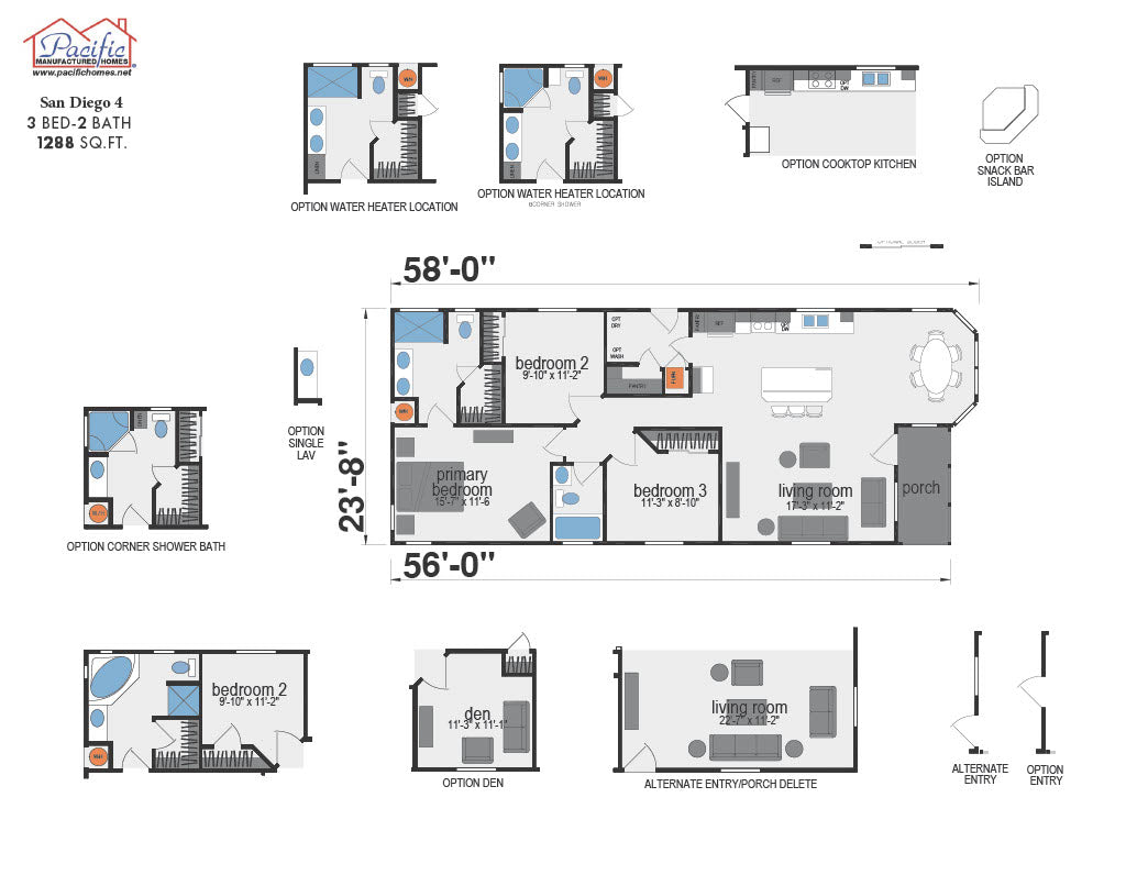PACIFIC SAN DIEGO 4 - 3BD X 2BA 1,288 SQFT