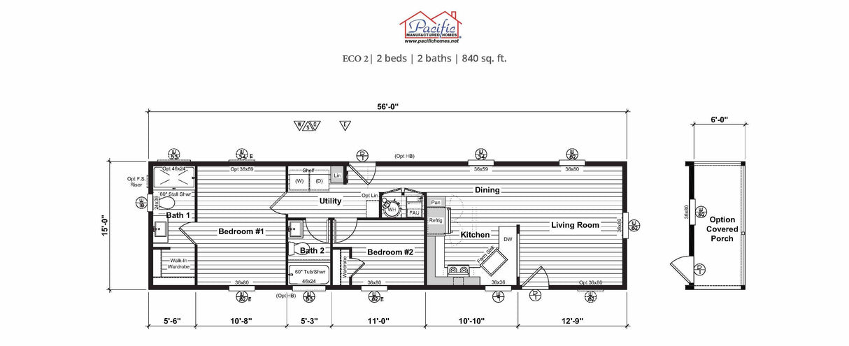 PACIFIC ECO 2 - 2BD X 2BA 840 SQFT