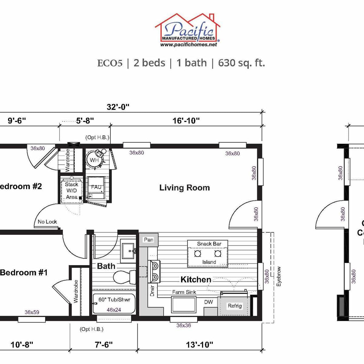 PACIFIC ECO 5 2BD X 1BA 630 SQFT Pacific Homes