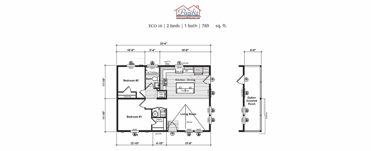 PACIFIC ECO 10 - 2BD X 1BA 789 SQFT