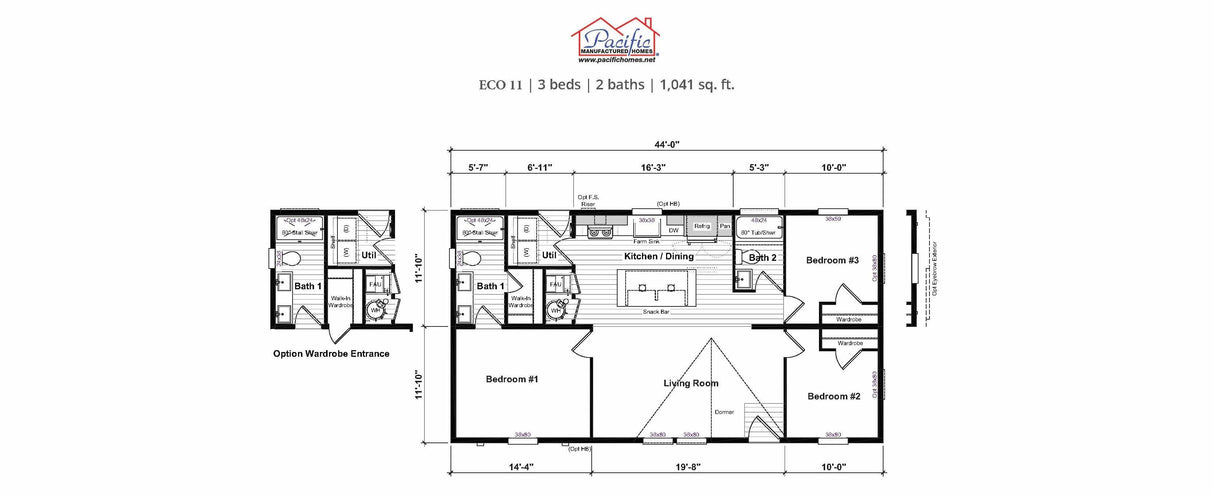 PACIFIC ECO 11 - 3BD X 2BA 1,041 SQFT