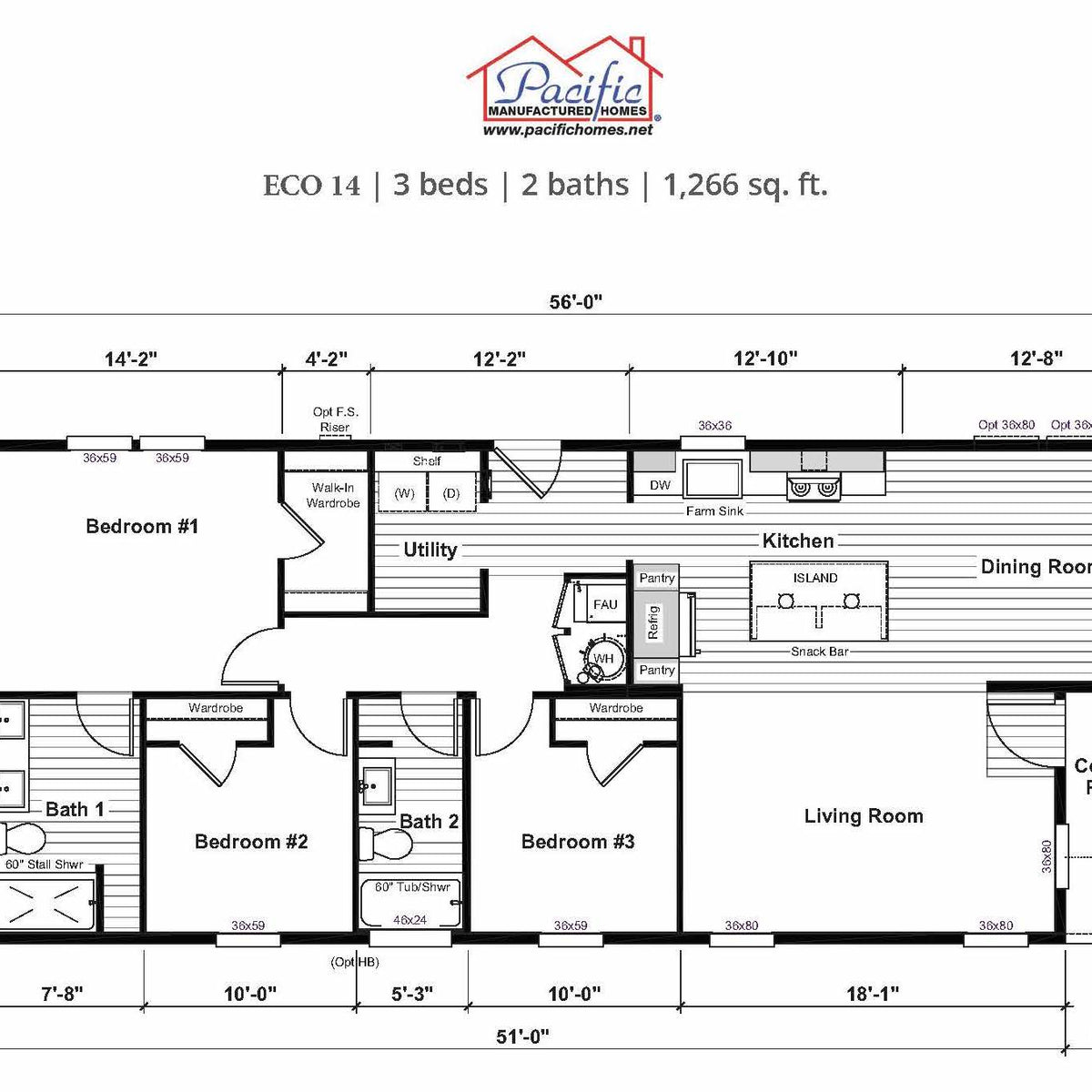 PACIFIC ECO 14 3BD X 2BA 1,266 SQFT Pacific Homes