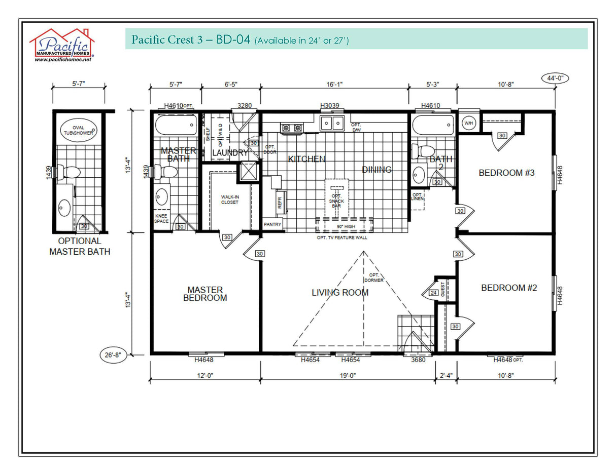 PACIFIC CREST 3 - 3BD X 2BA 1,041 SQFT