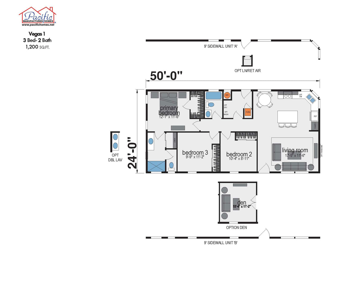 PACIFIC VEGAS 1 - 3BD X 2BA 1,200 SQFT