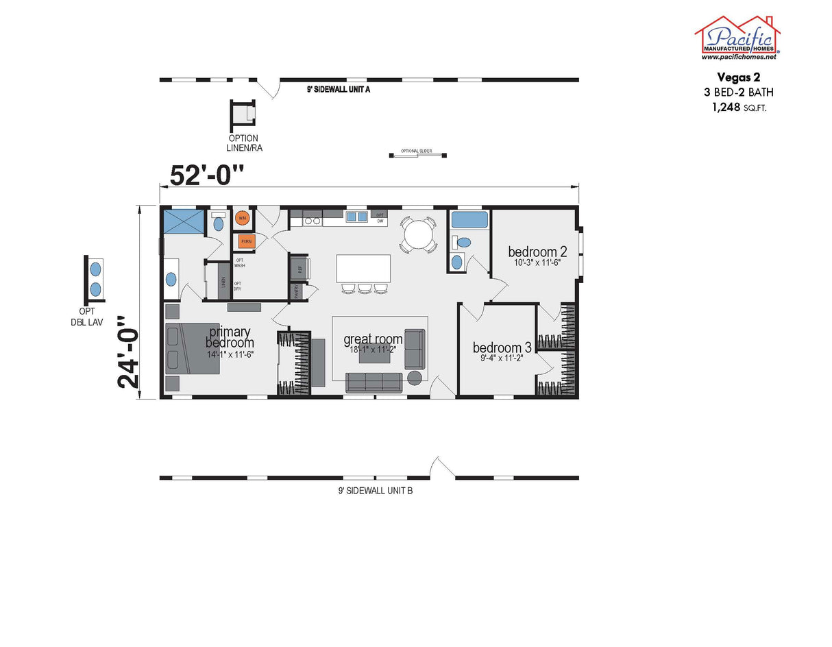 PACIFIC VEGAS 2 - 3BD X 2BA 1,248 SQFT