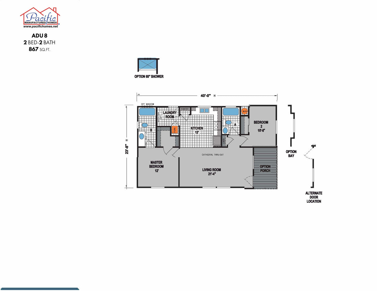 PACIFIC ADU 8 - 2BD X 2BA 867 SQFT