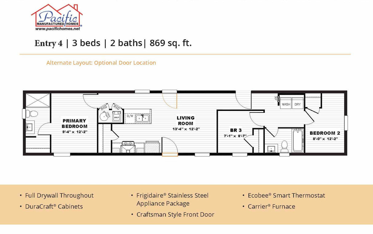 PACIFIC ENTRY 4 - 3BD X 2BA 869 SQFT