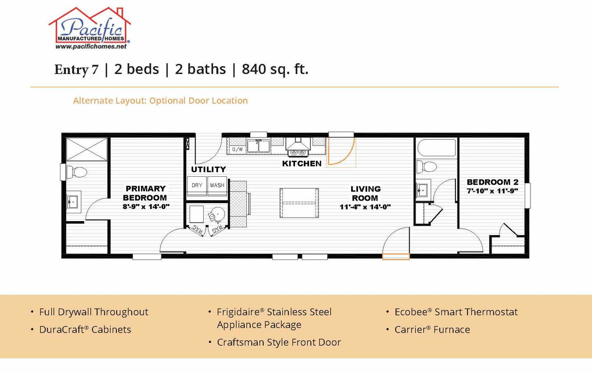 PACIFIC ENTRY 7 - 2BD X 2BA 840 SQFT