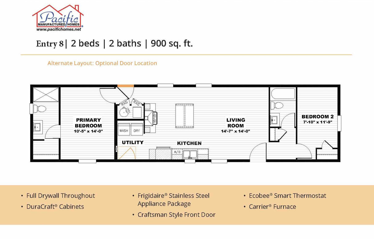 PACIFIC ENTRY 8 - 2BD X 2BA 900 SQFT