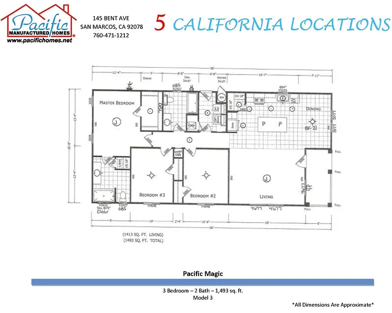 Pacific Magic SM3- 3BD & 2BA 1,493 SQFT