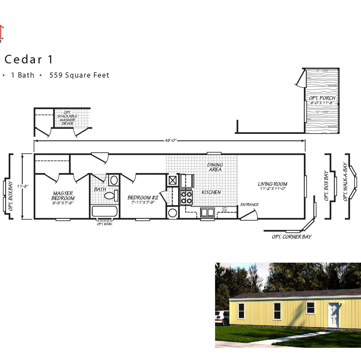 PACIFIC CEDAR 1 2BD X 1BA 560 SQFT Pacific Homes