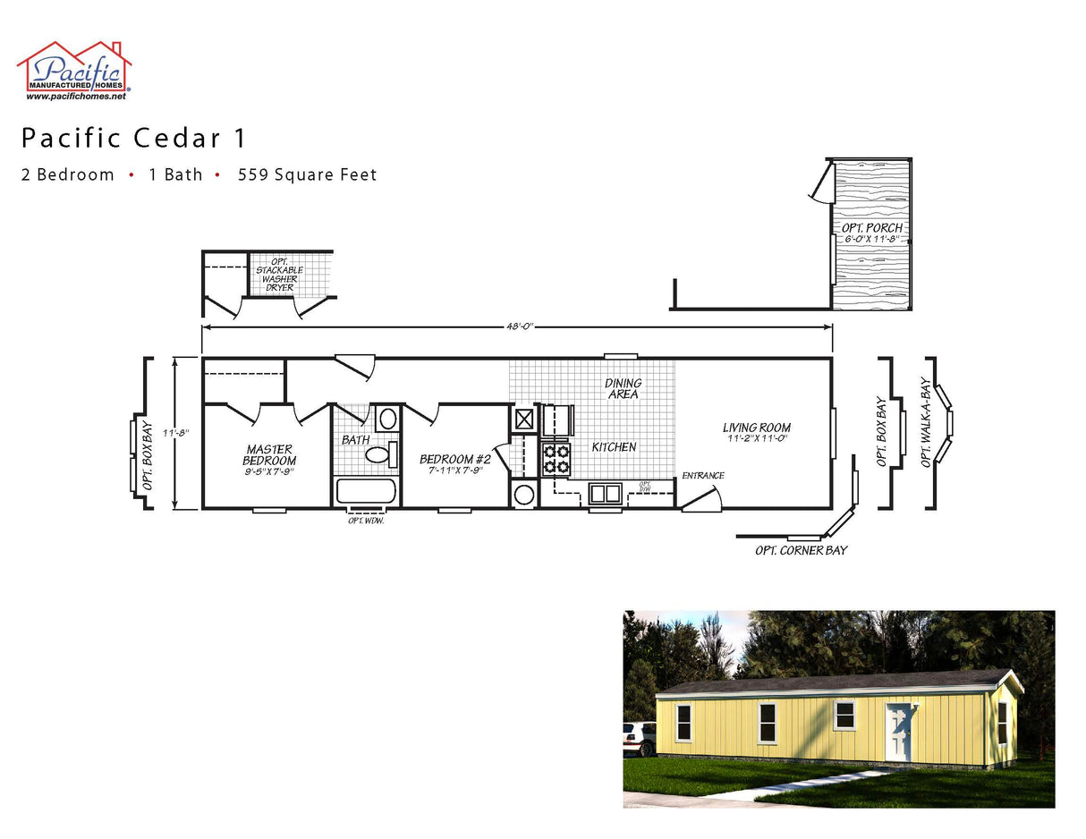 PACIFIC CEDAR 1 - 2BD X 1BA 560 SQFT