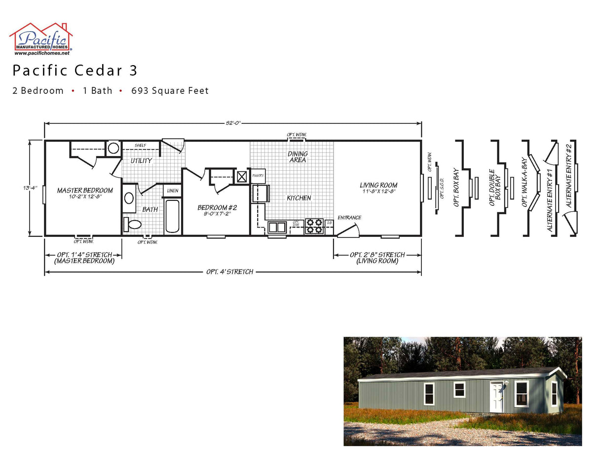 PACIFIC CEDAR 3 - 2BD X 1BA 639 SQFT