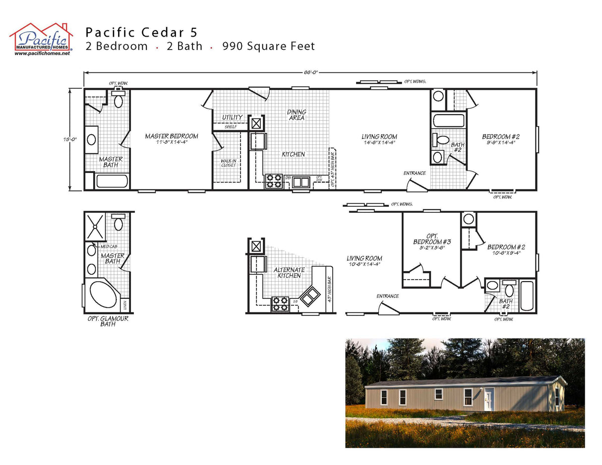 PACIFIC CEDAR 5 - 2BD X 2BA 990 SQFT