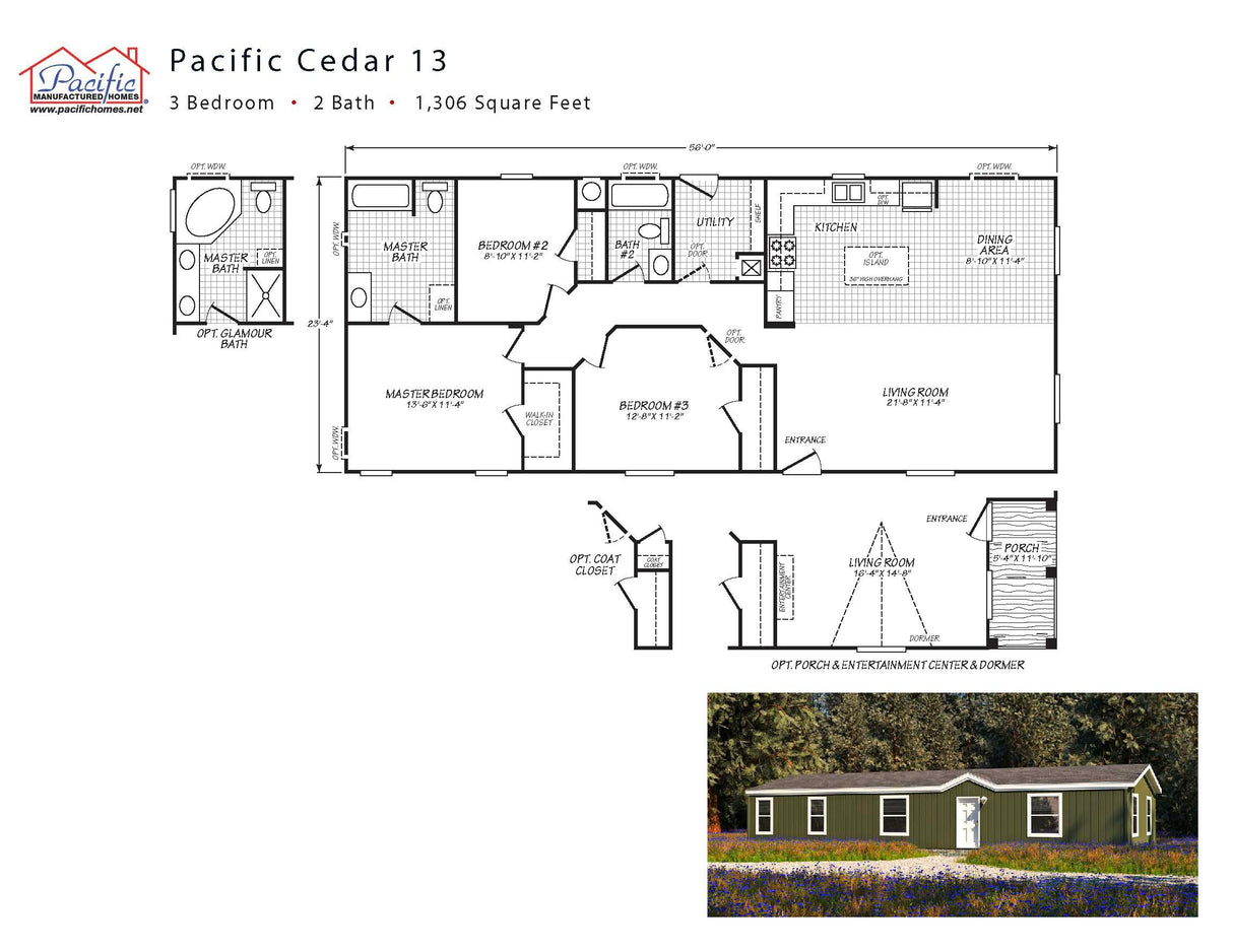 PACIFIC CEDAR 13- 3BD X 2BA 1,307 SQFT