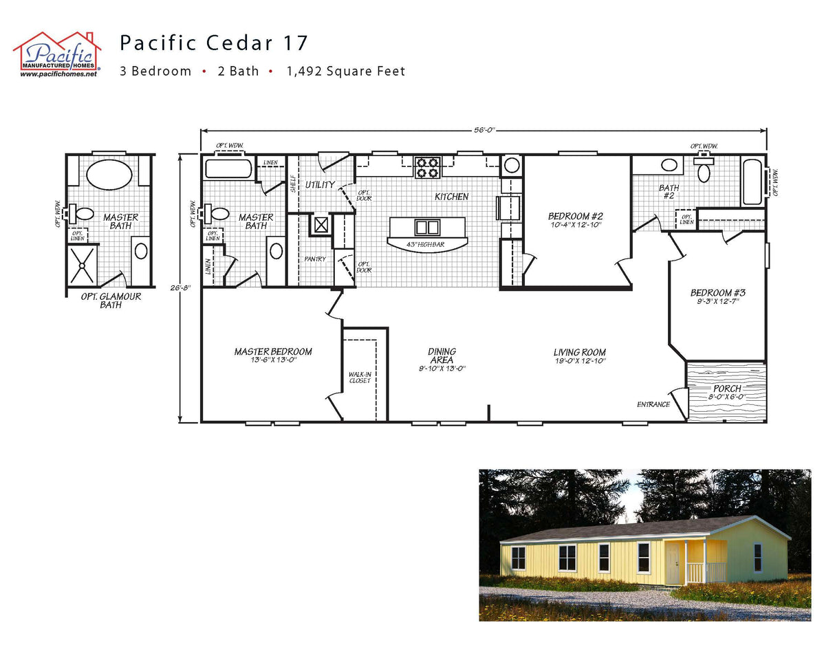 PACIFIC CEDAR 17- 3BD X 2BA 1,445 SQFT