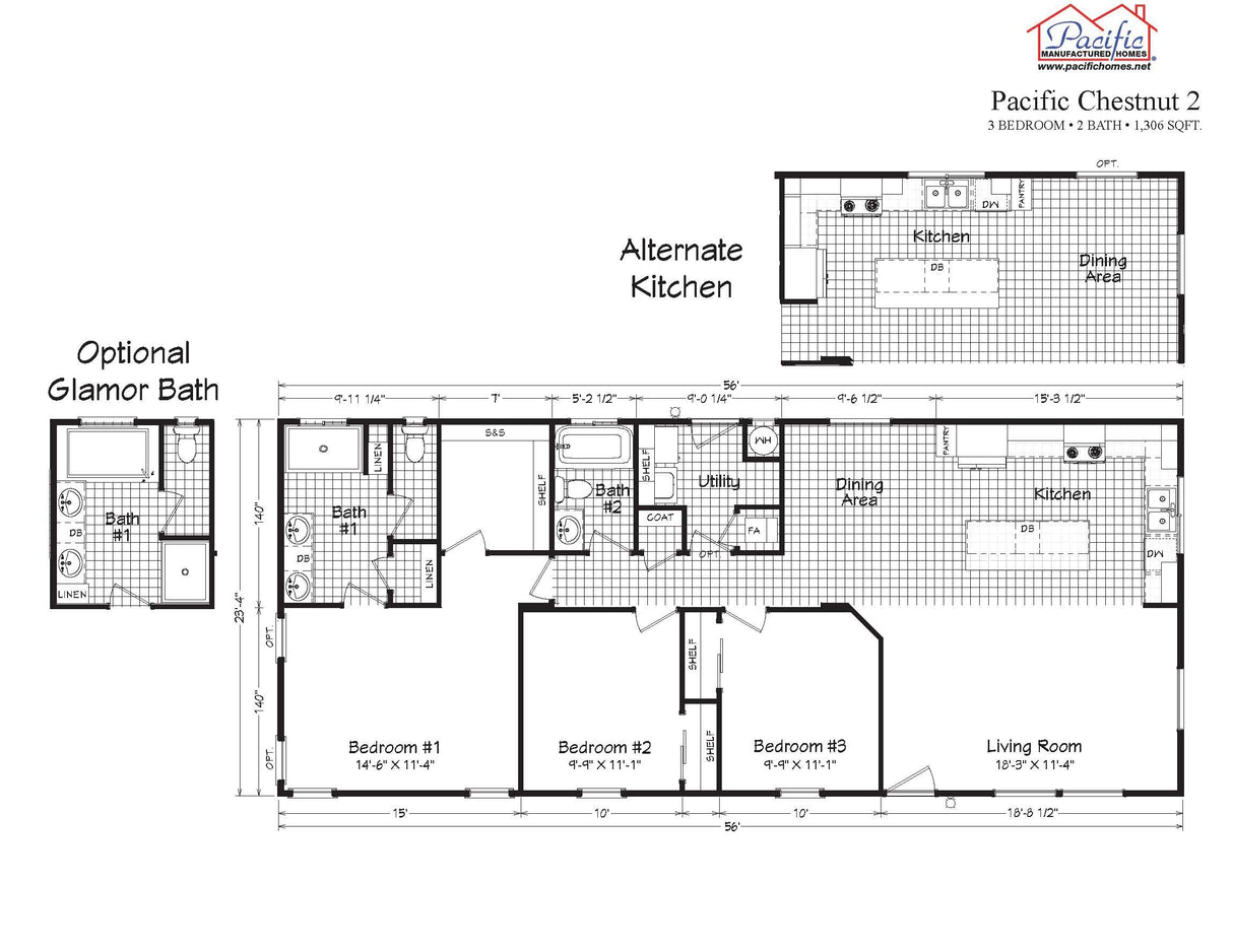 PACIFIC CHESTNUT 2 - 3BD X 2BA 1,306 SQFT