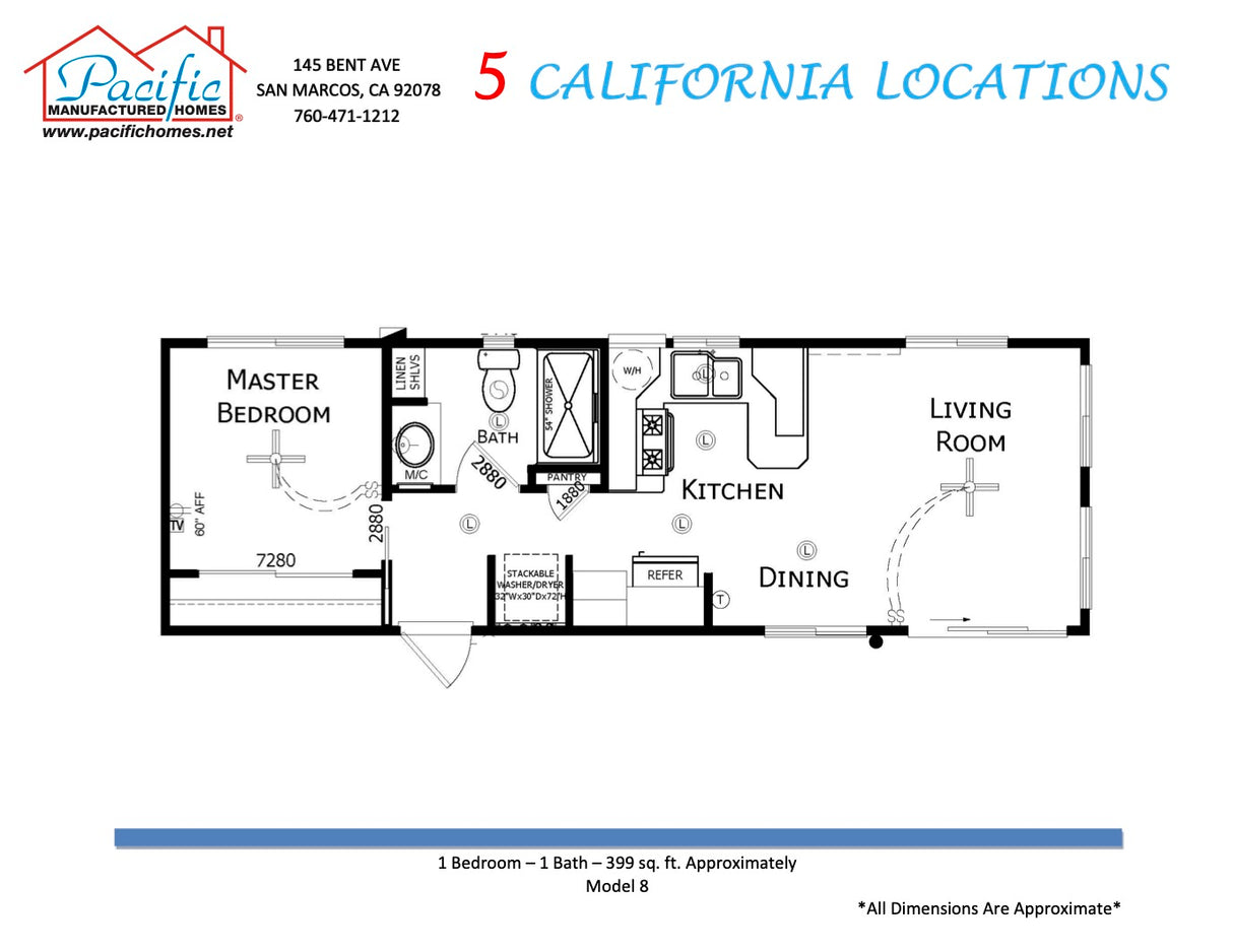 Pacific Beach Park 1BD & 1BA 399 SQFT