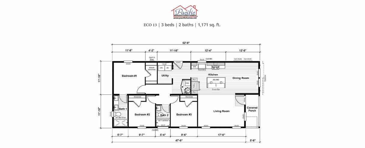 PACIFIC ECO 13 - 3BD X 2BA 1,171 SQFT