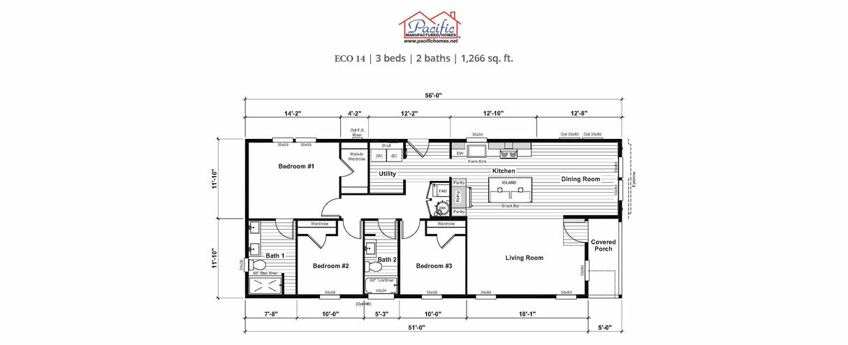 PACIFIC ECO 14 - 3BD X 2BA 1,266 SQFT